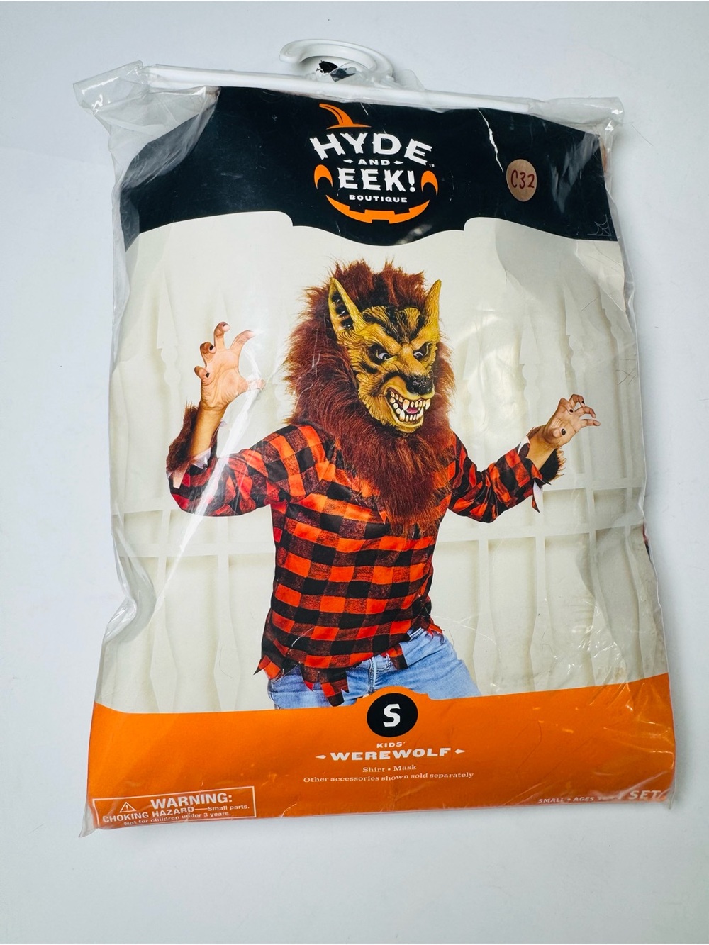 Hyde & Eek Kids Werewolf Halloween Costume Size Small 6-7 Mask Plaid Shirt